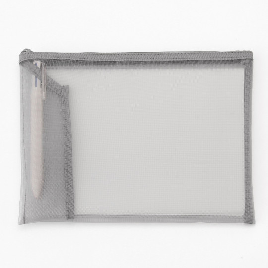 Saszetka z kieszonką siatka szara A5