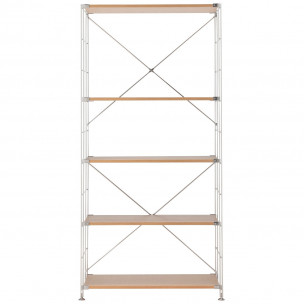 Regał stal/dąb szeroki 5 półek