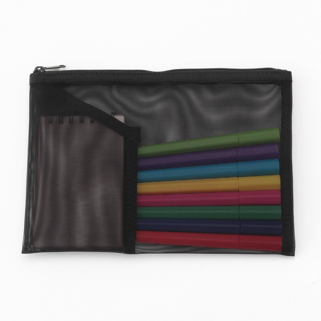 Saszetka z kieszonką siatka czarna B6