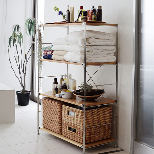 Regał stal/dąb szeroki 4 półki 86x41x120cm