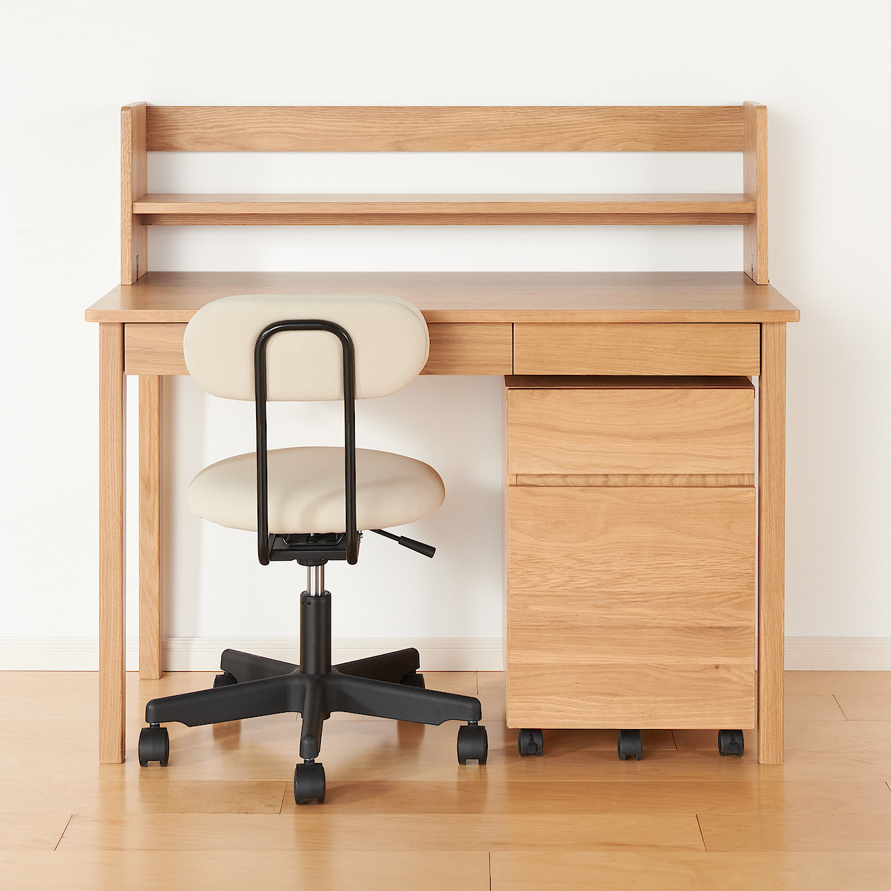 Biurko dąb z szufladami - półka na biurko 109x20x30cm