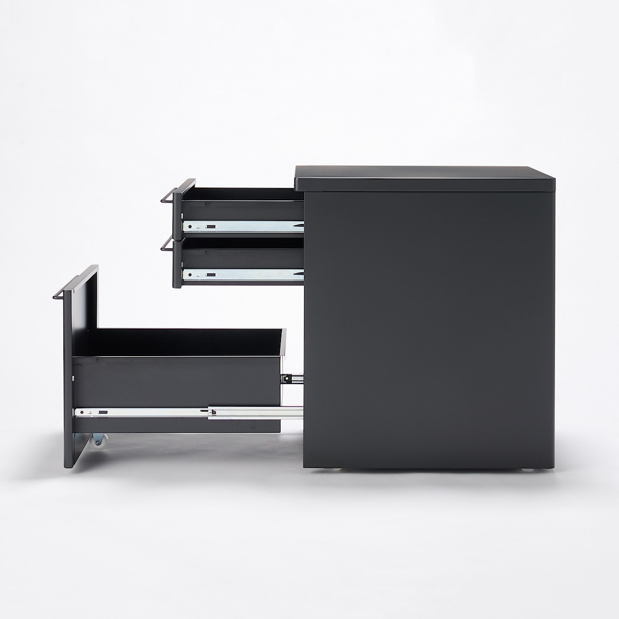 Szafka biurkowa kontenerek stal ciemny szary