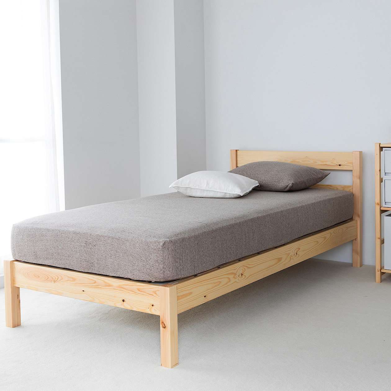 Łóżko z wezgłowiem pojedyncze 100 x 201.5 cm sosna