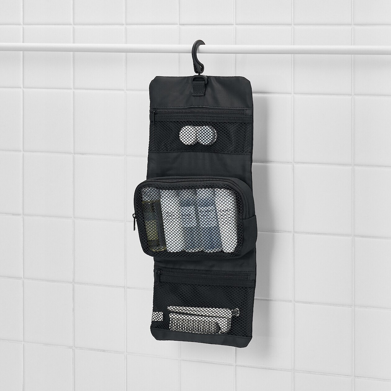 Kosmetyczka podróżna zawieszana z wyjmowanym etui czarna