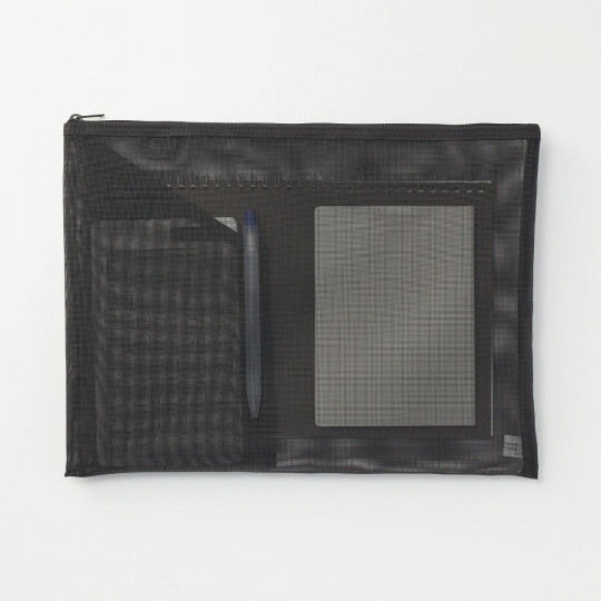 Saszetka z nylonowej siatki czarna A4
