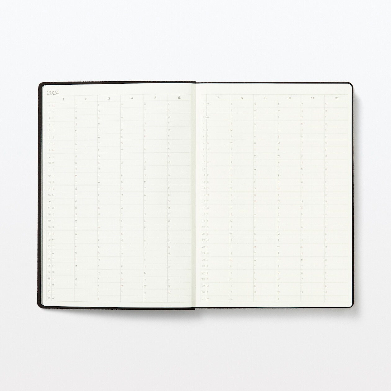 Kalendarz tygodniowy 2024 zamszowy A5 czarny