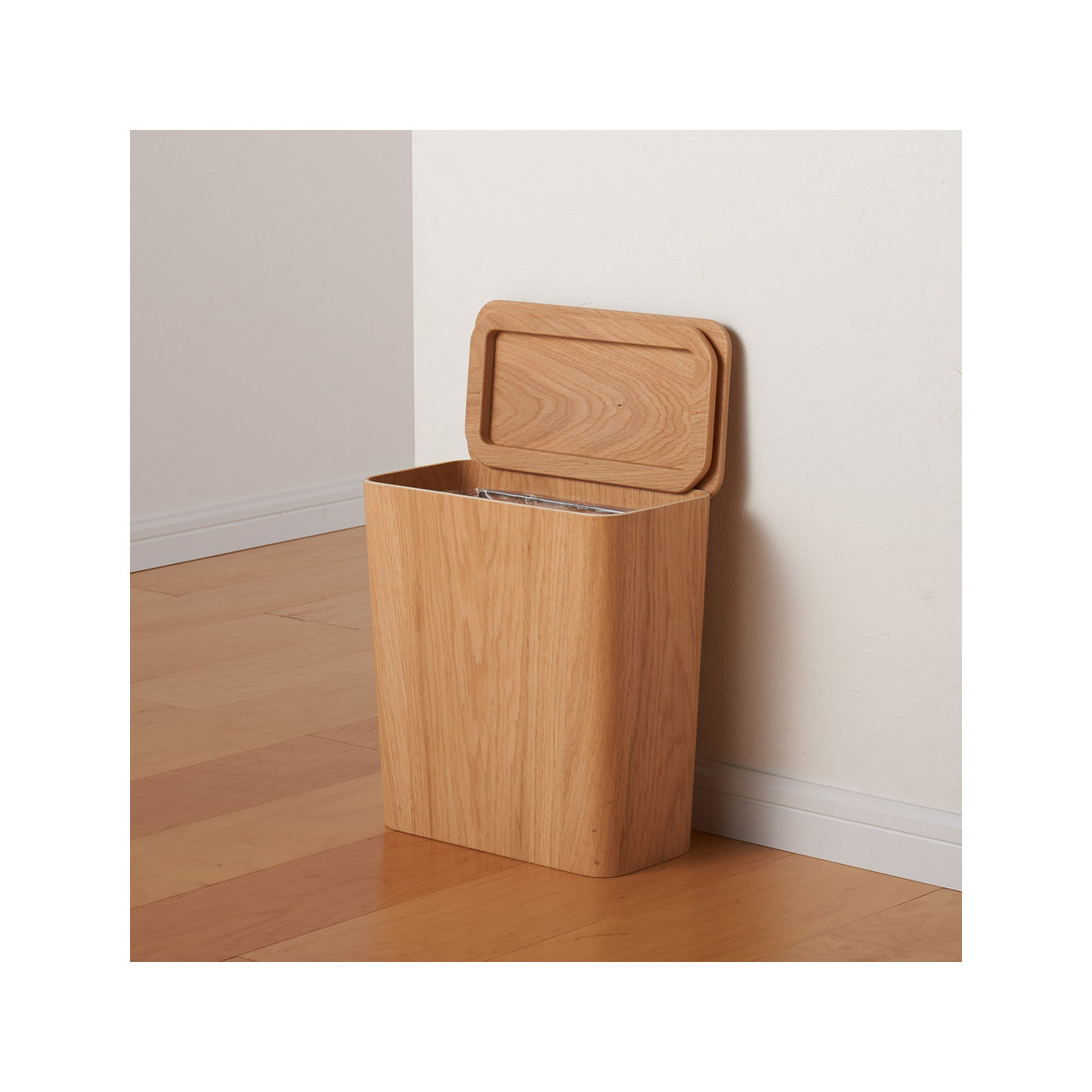 Kosz na śmieci prostokątny fornir dębowy