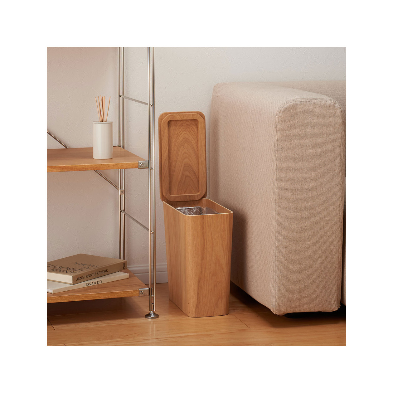 Kosz na śmieci prostokątny fornir dębowy