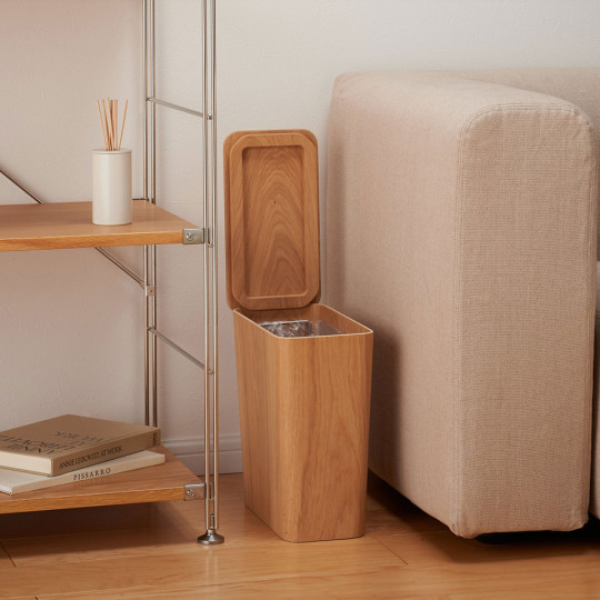 Kosz na śmieci prostokątny fornir dębowy