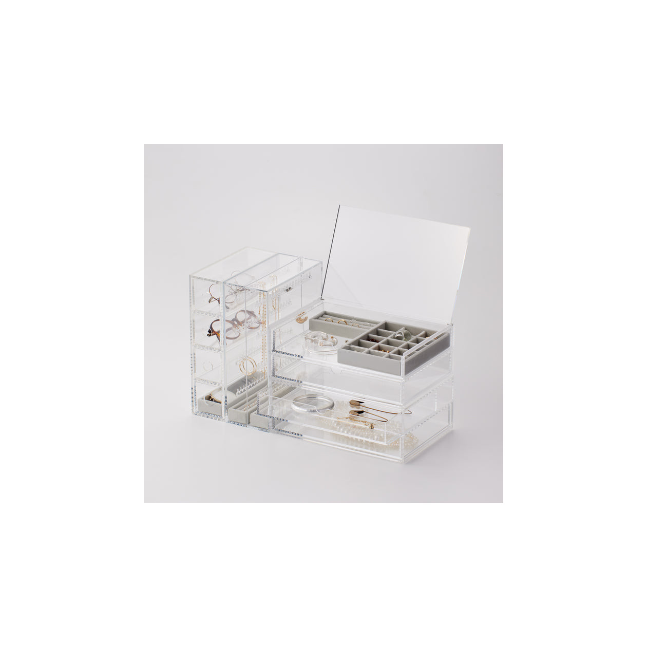 Organizer z 2 szufladami akrylowy otwierany S