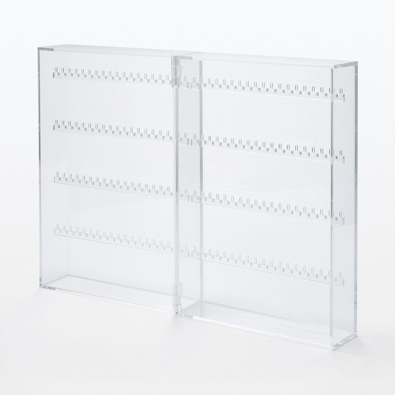 Gablota akrylowa z wieszakami na biżuterię rozkładana