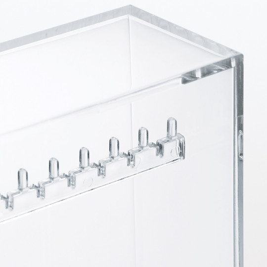 Gablota akrylowa z wieszakami na biżuterię rozkładana
