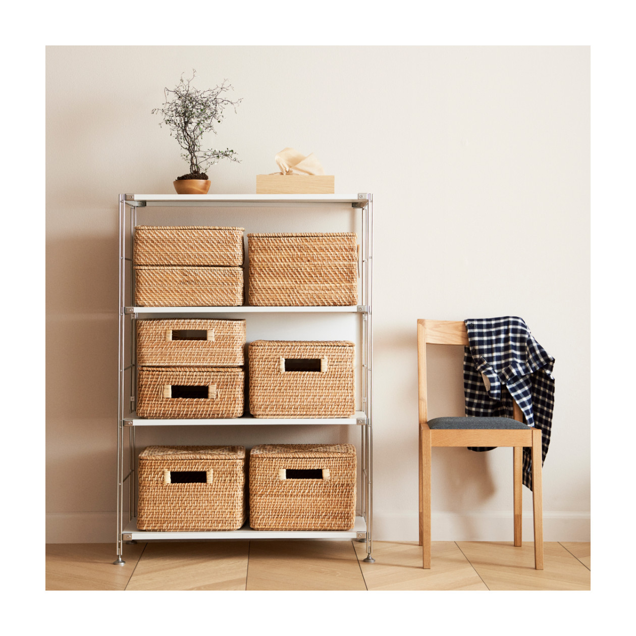 Kosz rattanowy z uchwytami 35x36x16cm