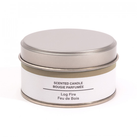 Świeca zapachowa w puszce płonące drewno