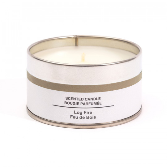 Świeca zapachowa w puszce płonące drewno