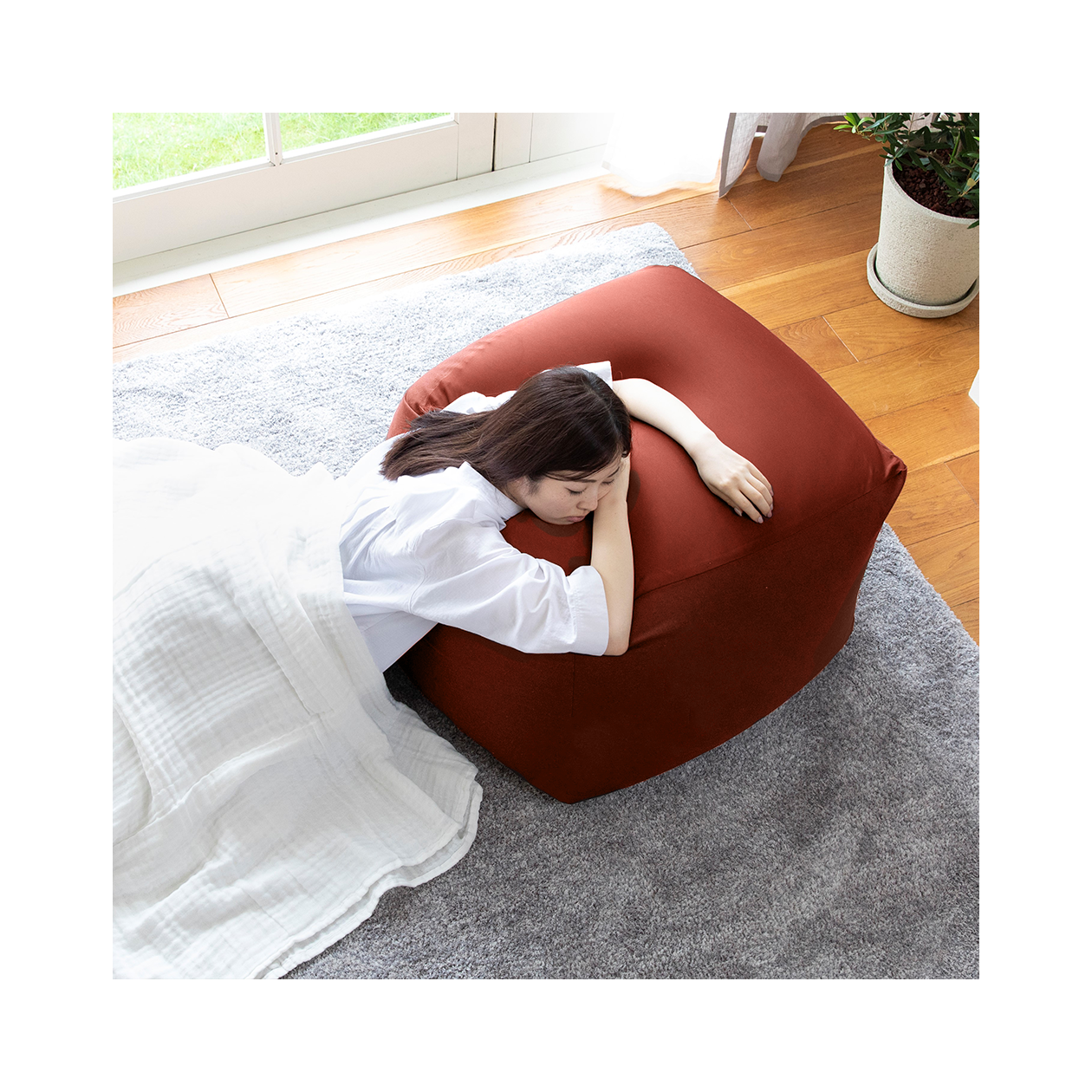 Pokrowiec na puf Body Fit czerwony