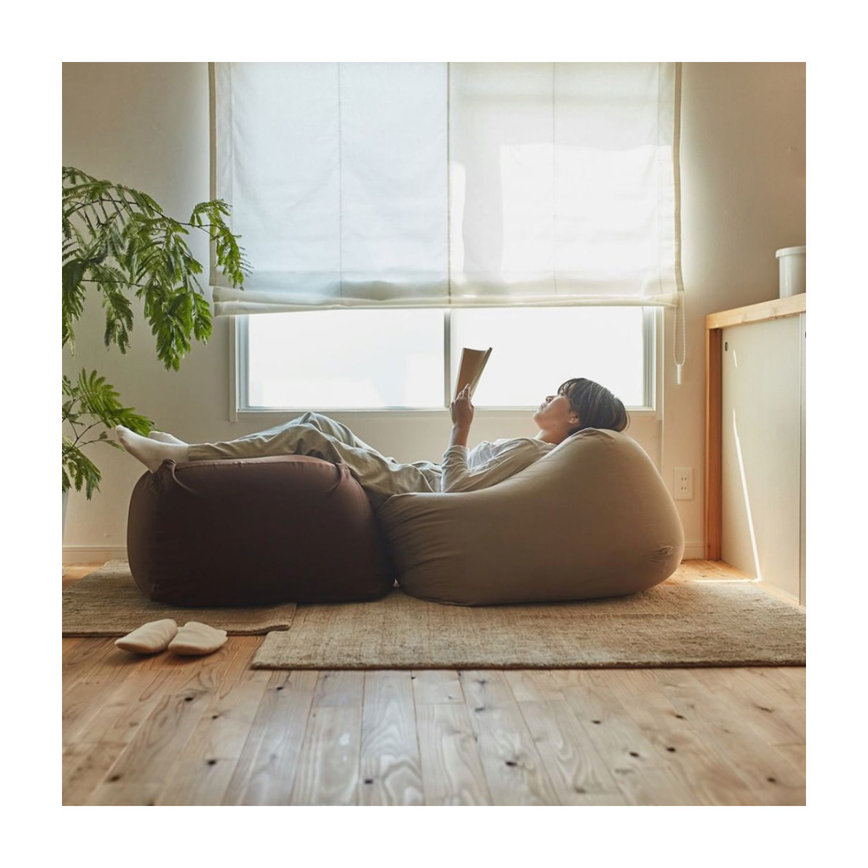 Pokrowiec na puf Body Fit brązowy