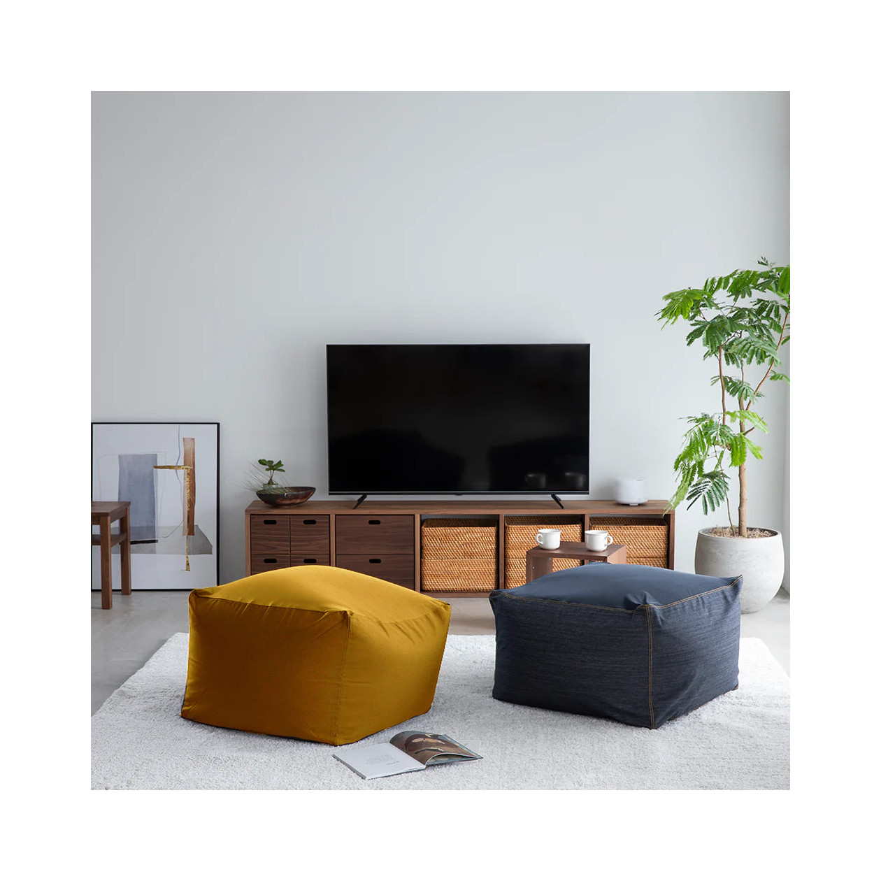 Pokrowiec na puf Body Fit musztardowy