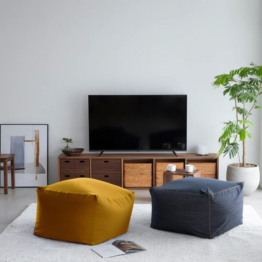 Pokrowiec na puf Body Fit musztardowy