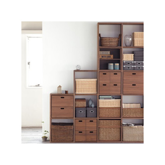 Regał orzech wąski dostawiany 3 półki