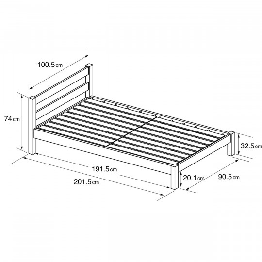 Łóżko z wezgłowiem podwójne 143 x 201.5 cm kauczuk