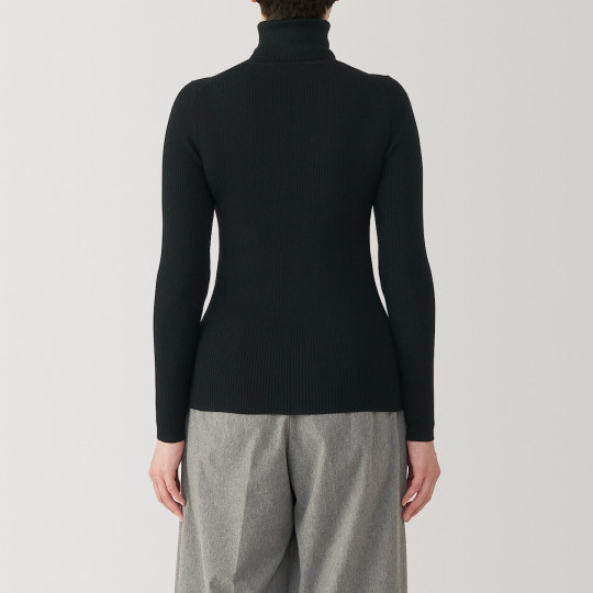 Golf wełniany prążkowany czarny