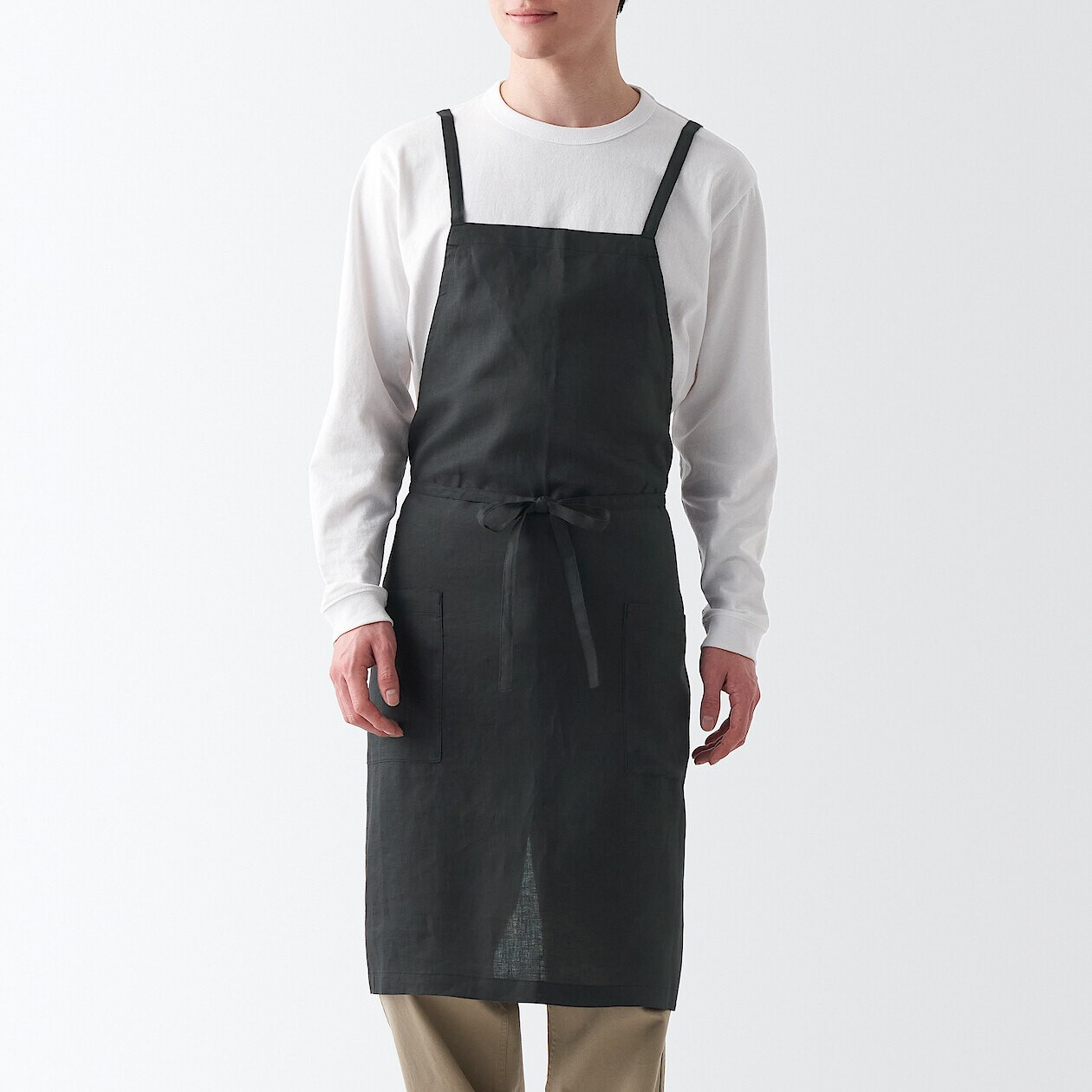 Fartuch kuchenny z lnu ciemnoszary