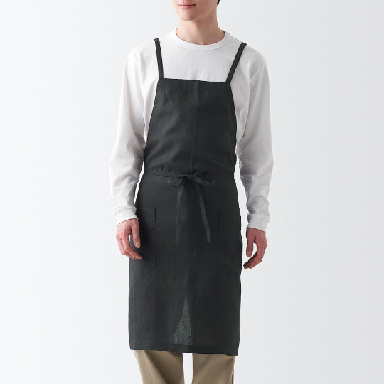 Fartuch kuchenny z lnu ciemnoszary