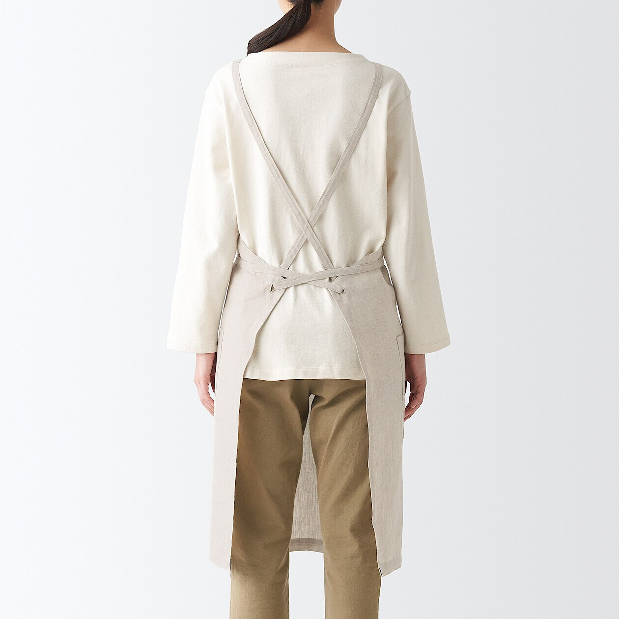 Fartuch kuchenny z lnu beżowy