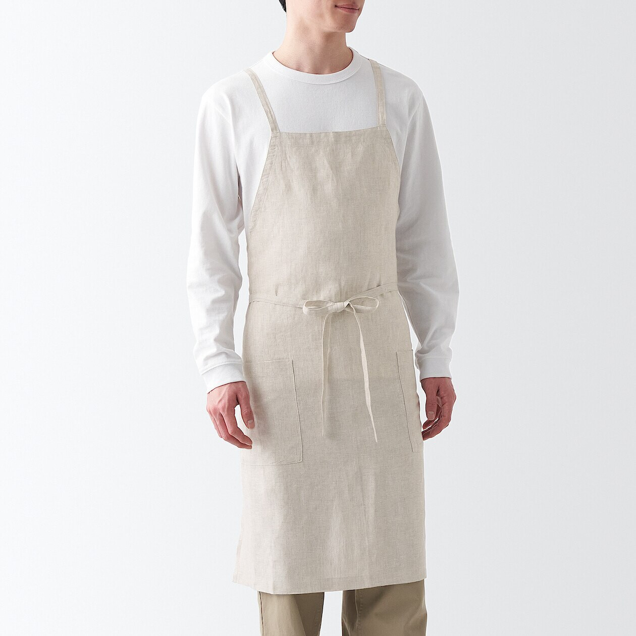 Fartuch kuchenny z lnu beżowy