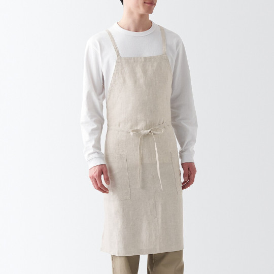 Fartuch kuchenny z lnu beżowy