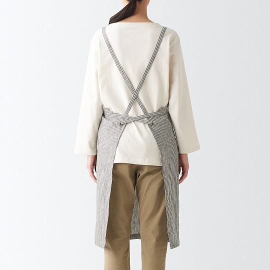 Fartuch kuchenny z lnu w paski szary