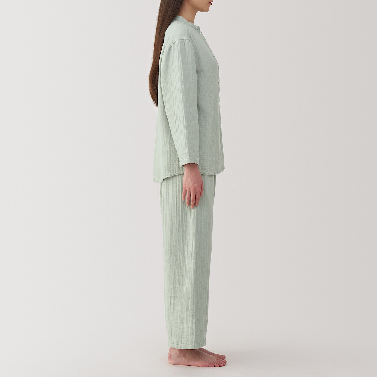 Piżama damska z gazy bawełnianej zielona