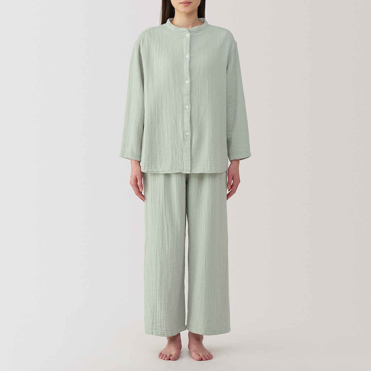 Piżama damska z gazy bawełnianej zielona