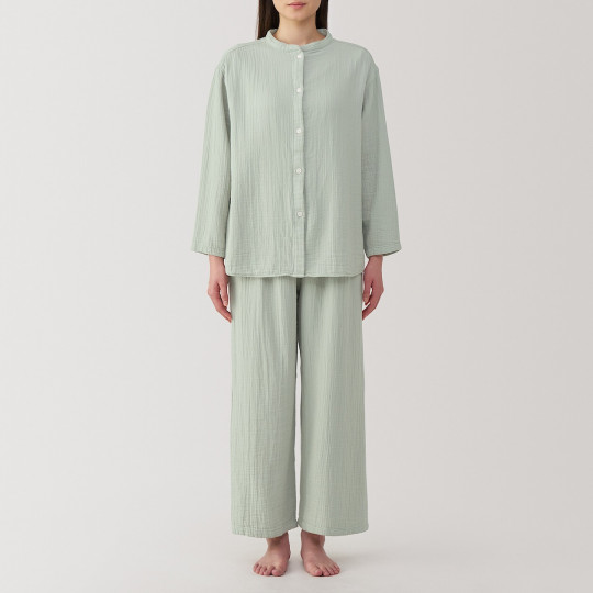 Piżama damska z gazy bawełnianej zielona