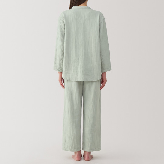 Piżama damska z gazy bawełnianej zielona