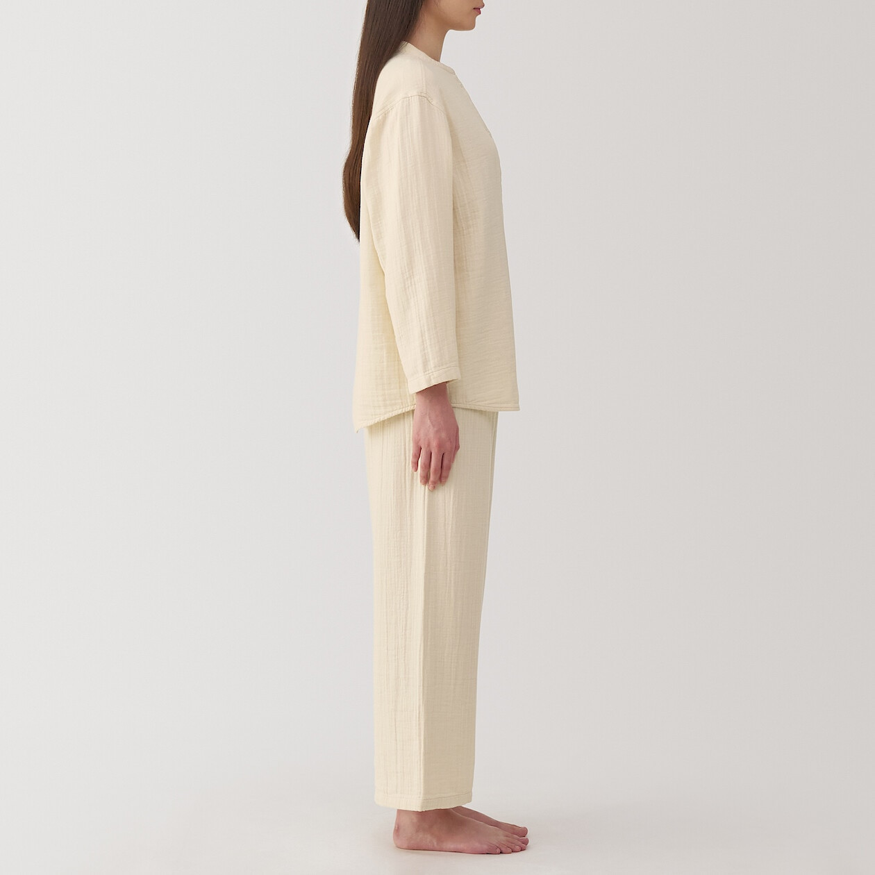 Piżama damska z gazy bawełnianej beżowa