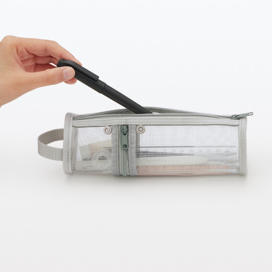 Piórnik okrągły z nylonowej siatki szary