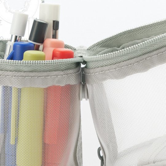 Piórnik okrągły z nylonowej siatki szary