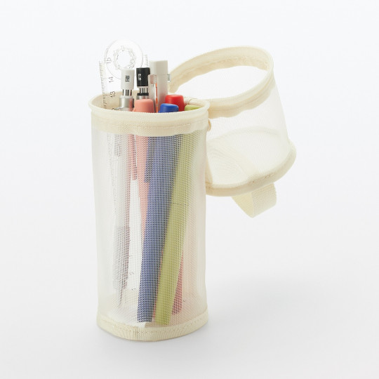 Piórnik okrągły z nylonowej siatki kremowy