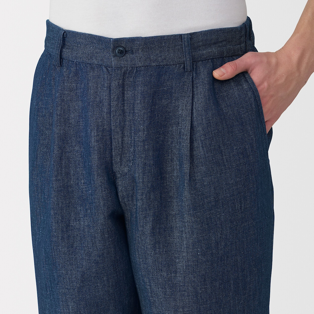 Spodnie z włókna konopnego denim granatowe