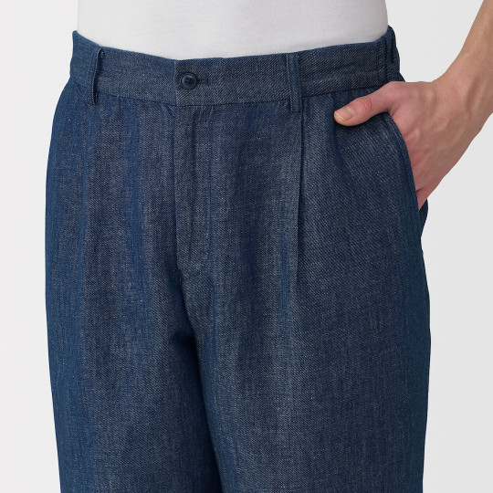 Spodnie z włókna konopnego denim granatowe