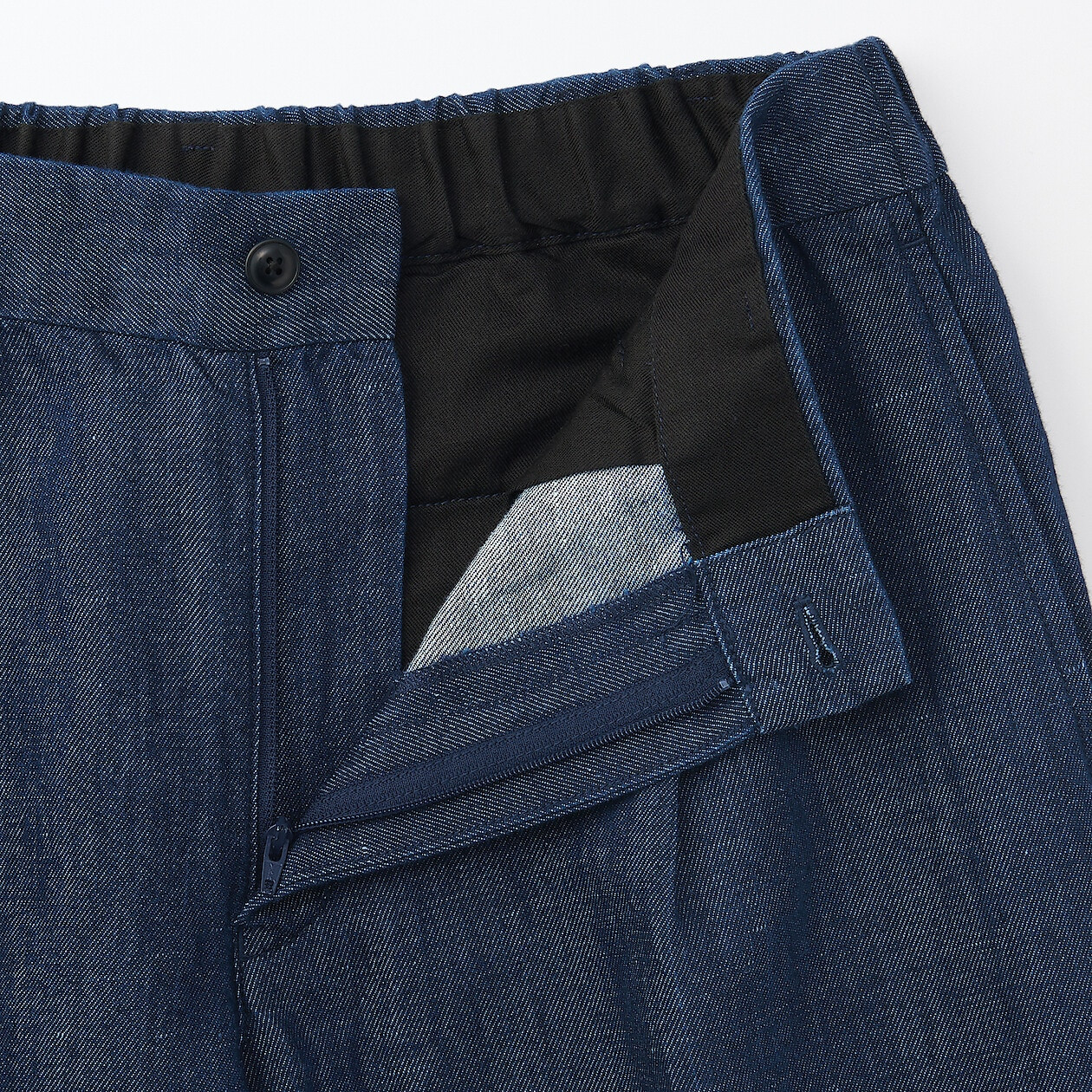 Spodnie z włókna konopnego denim granatowe