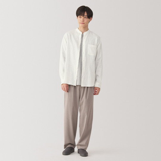 Koszula lniana ze stójką biała