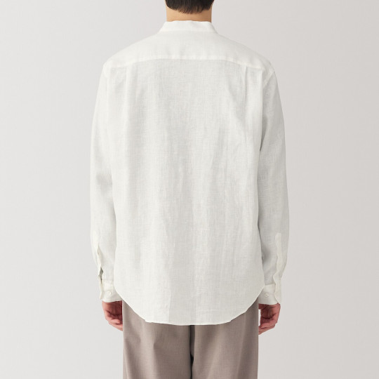 Koszula lniana ze stójką biała