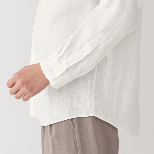 Koszula lniana ze stójką biała