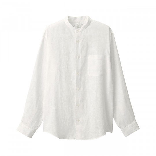 Koszula lniana ze stójką biała