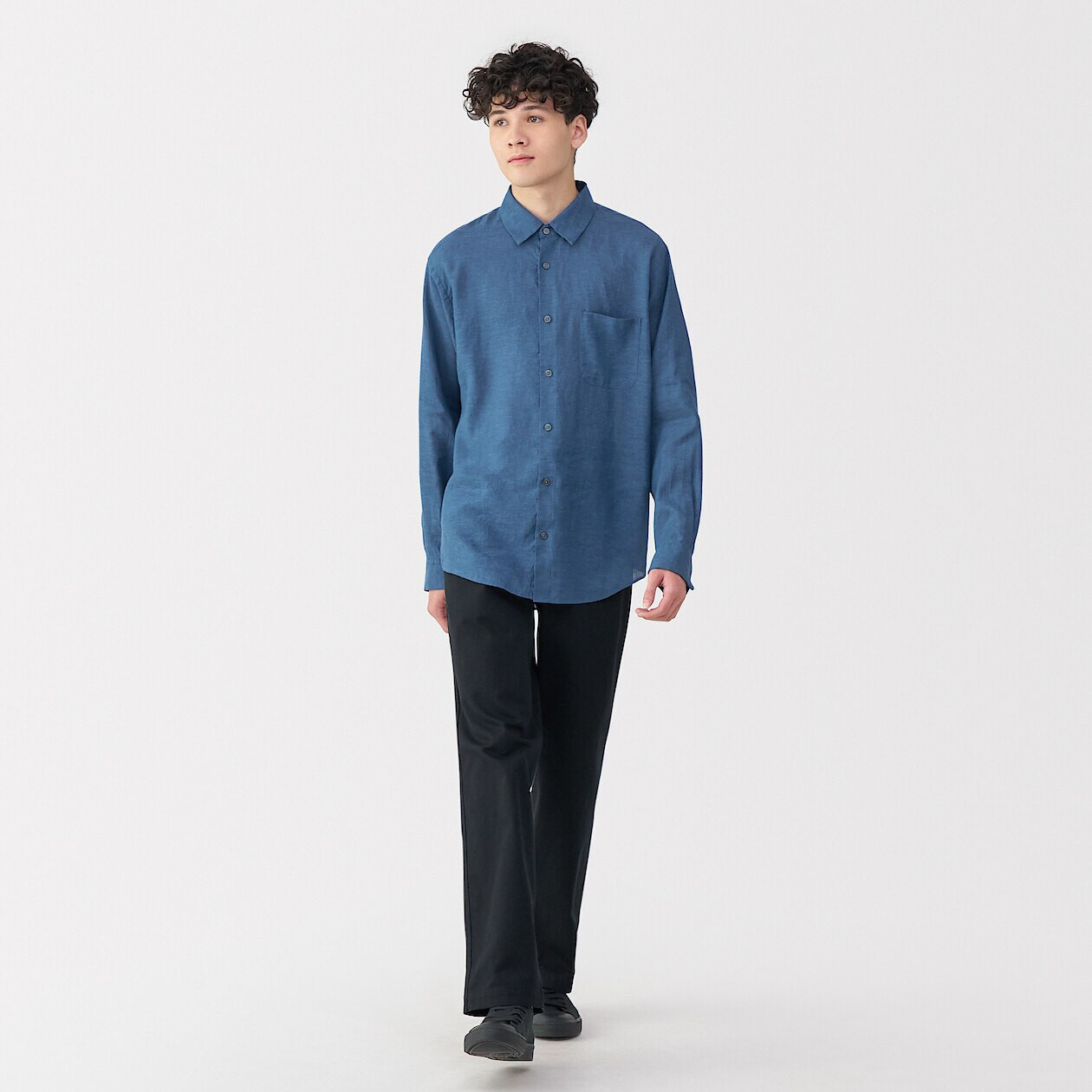 Koszula lniana niebieska