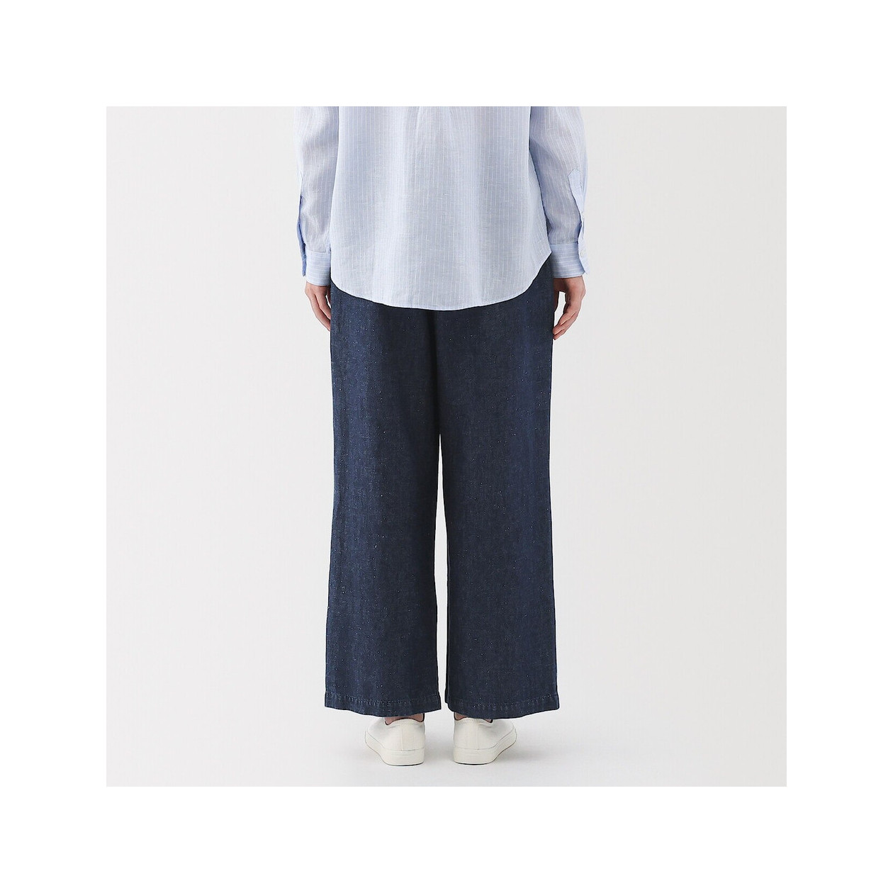 Spodnie szerokie denim granatowe