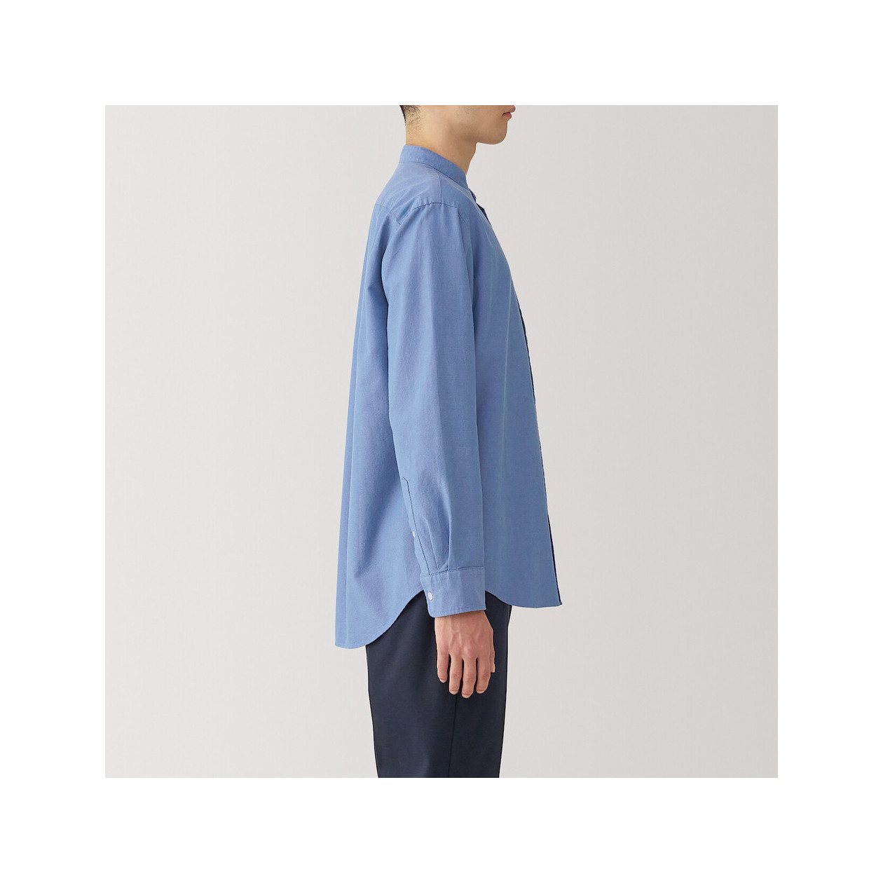 Koszula z bawełny oxford ze stójką niebieska